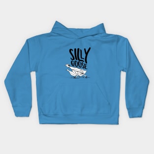 Silly Goose | Funny Saying With Black And White Words And Edward Lear Vintage Goose Illustration Kids Hoodie